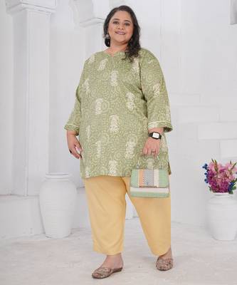 Pista color beautiful plus size kurta for looks 4