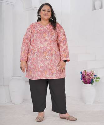 Purple color beautiful plus size kurta for looks 1