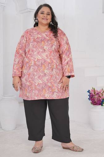 Purple color beautiful plus size kurta for casual looks