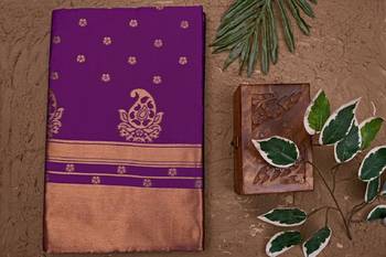 Wine silk blend banarasi saree with unstitched blouse piece 4