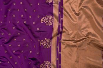 Wine silk blend banarasi saree with unstitched blouse piece 5