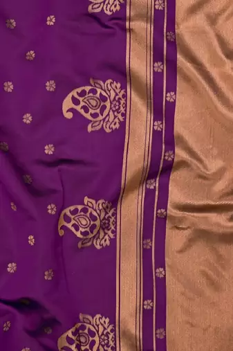 Wine silk blend banarasi saree with unstitched blouse piece