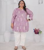 Lavender color beautiful plus size kurta for casual looks