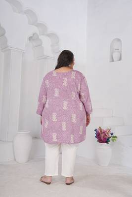 Lavender color beautiful plus size kurta for looks 2