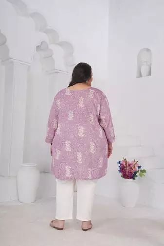 Lavender color beautiful plus size kurta for looks