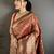 Maroon  soft silk geometric pattern zari weaving banarasi saree