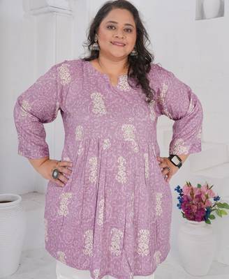 Lavender color beautiful plus size kurta for looks 3