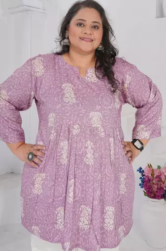 Lavender color beautiful plus size kurta for looks