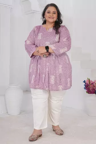 Lavender color beautiful plus size kurta for looks