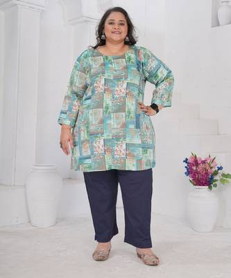 Blue color beautiful plus size kurta for looks 1