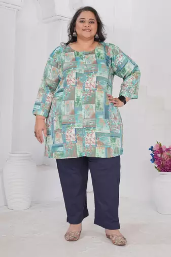 Blue color beautiful plus size kurta for casual looks