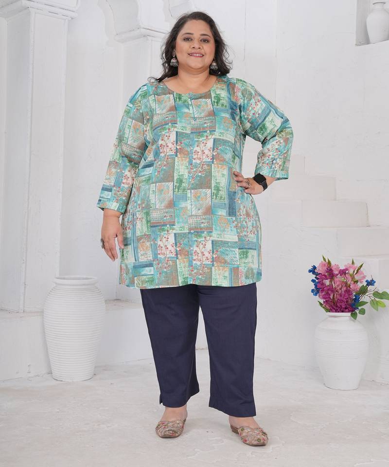 Blue color beautiful plus size kurta for casual looks