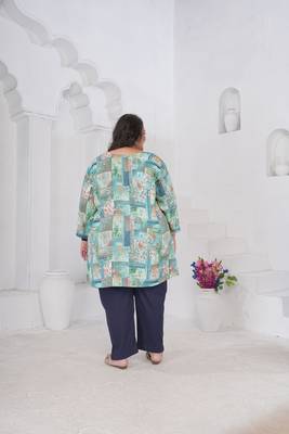 Blue color beautiful plus size kurta for looks 2