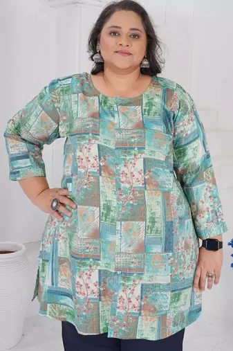 Blue color beautiful plus size kurta for looks