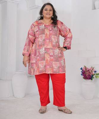 Pink color beautiful plus size kurta for looks 1