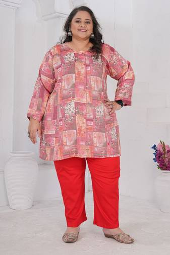 Pink color beautiful plus size kurta for casual looks