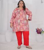 Pink color beautiful plus size kurta for casual looks