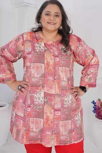 Pink color beautiful plus size kurta for looks