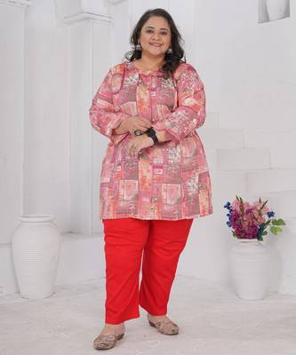 Pink color beautiful plus size kurta for looks 4