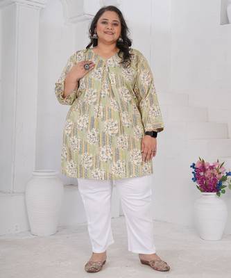 Grey color beautiful plus size kurta for looks 1