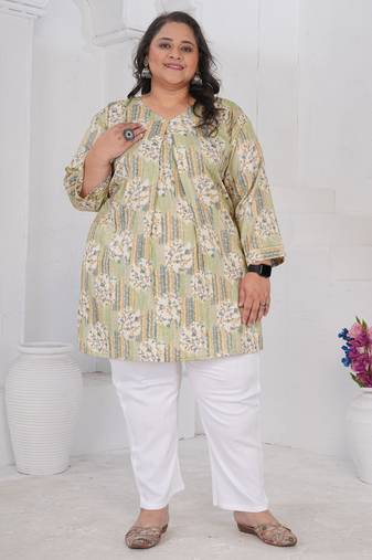 Grey color beautiful plus size kurta for casual looks