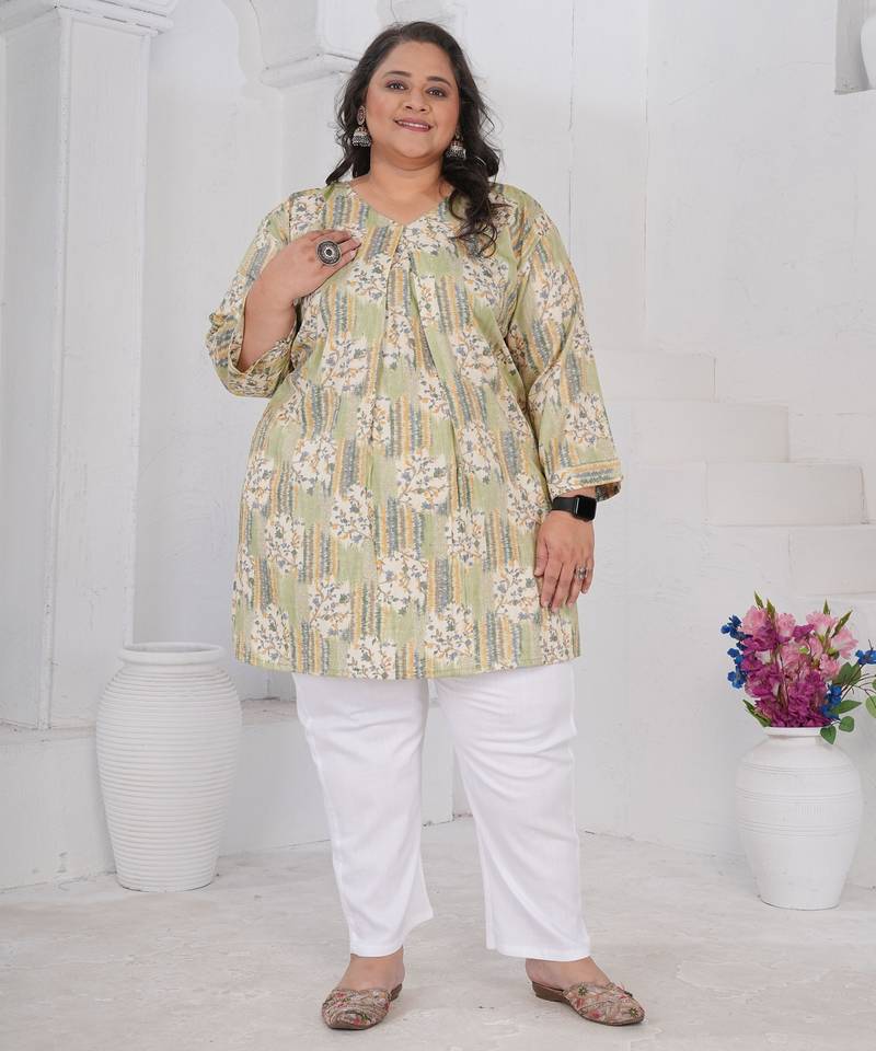 Grey color beautiful plus size kurta for casual looks