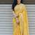 Yellow soft silk blend banarasi jacuard work designer party wear saree with unstitched blouse piece