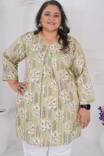 Grey color beautiful plus size kurta for looks