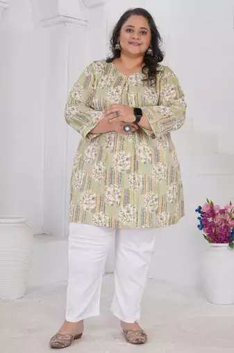 Grey color beautiful plus size kurta for looks