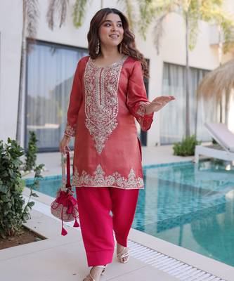 Peach color viscose beautiful fancy ceremonial attire 1