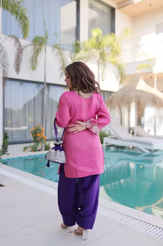 Pink color viscose beautiful fancy ceremonial attire