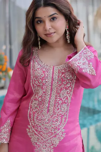 Pink color viscose beautiful fancy ceremonial attire