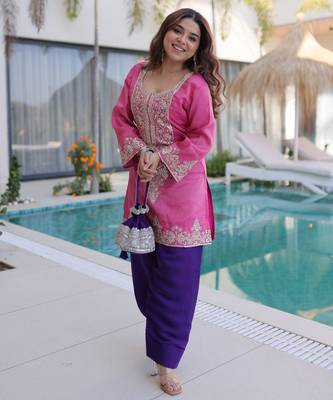 Pink color viscose beautiful fancy ceremonial attire 4