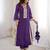 Purple color natural crepe fabric beautiful fancy ceremonial attire