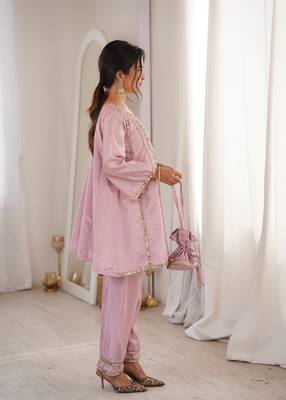 Pink color h o silk beautiful fancy ceremonial attire 5