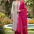 Off white color jaquard silk fabric designer ceremonial ethnic readymade suit