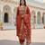 Orange color cotton silk fabric designer ceremonial ethnic readymade suit