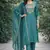 Teal blue color cotton silk fabric designer ceremonial ethnic readymade suit