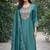 Teal blue color cotton silk fabric designer ceremonial ethnic readymade suit