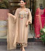 Chiku color stylish trendy looking designer kurta set for stylish looks