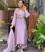 Lavender color stylish trendy looking designer kurta set for stylish looks