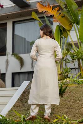 Cream color stylish trendy looking kurta set for stylish looks 2