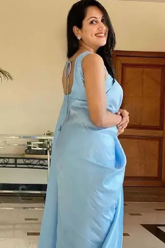 Sky blue silk blend banarasi saree with unstitched blouse piece
