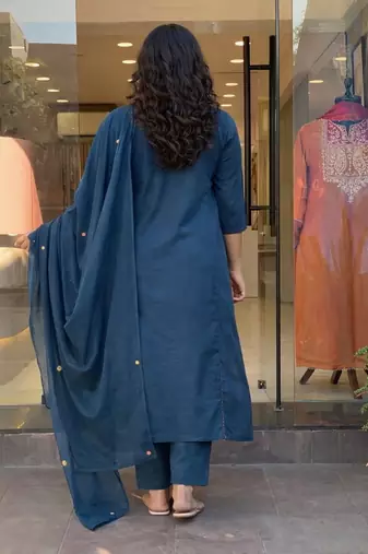 Blue color stylish trendy looking kurta set for stylish looks