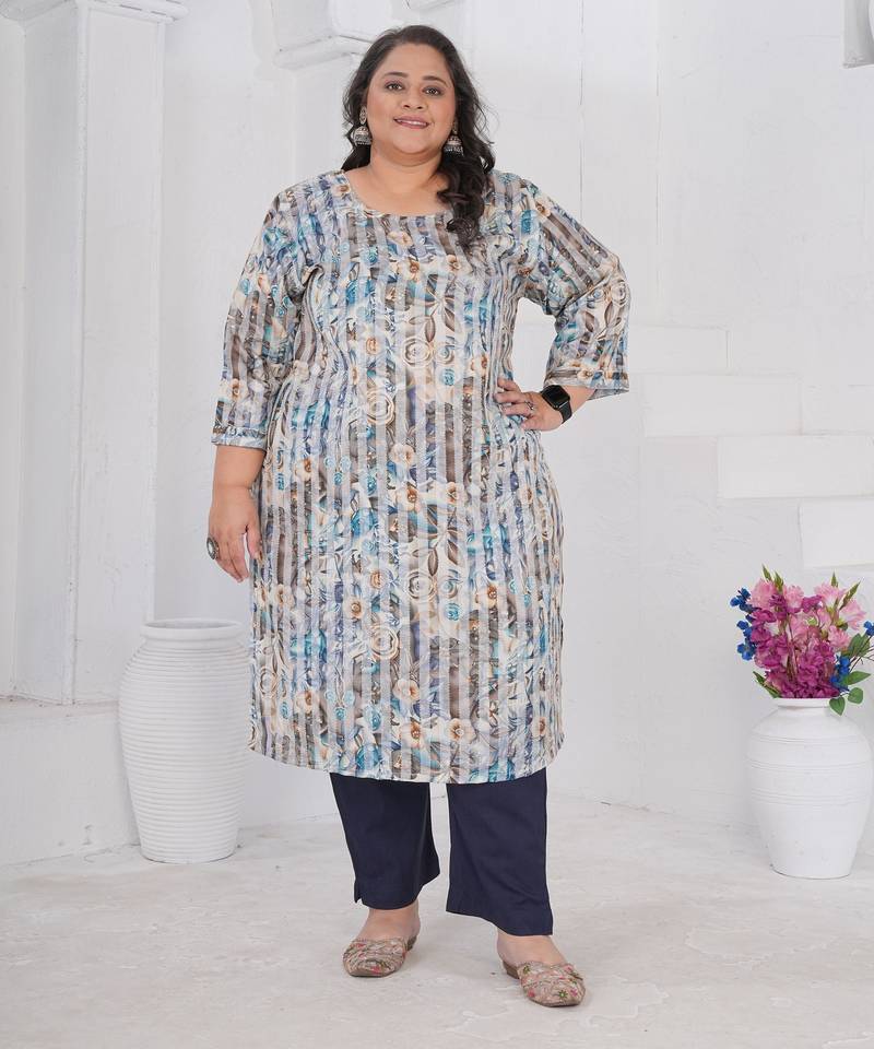 Multy color designer printed smart look plus size kurti