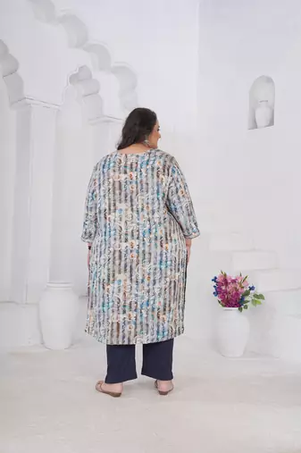 Multy color printed smart look plus size kurti