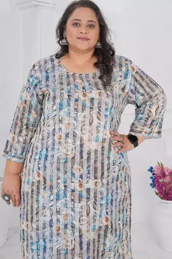 Multy color printed smart look plus size kurti