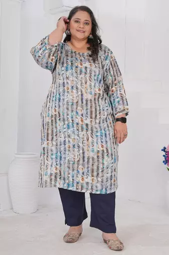 Multy color printed smart look plus size kurti