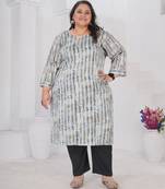 Grey color designer printed smart look plus size kurti