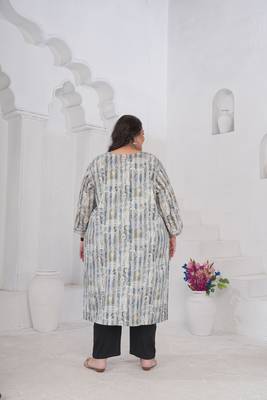Grey color printed smart look plus size kurti 2